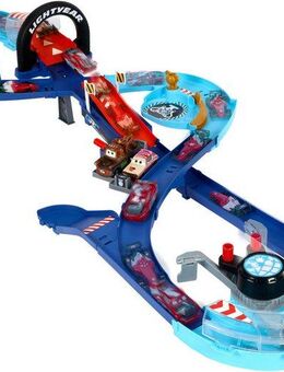 Hot Wheels Autorennbahn Disney Pixar Cars GRC Sprung-Rennstrecke Spielset, inkl. 2 Spielzeugfahrzeuge