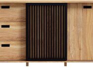 FORTE Sideboard Jytana, Breite 174,8 cm, Tür mit Lamellenoptik, Mauvella Eiche / Schwarz