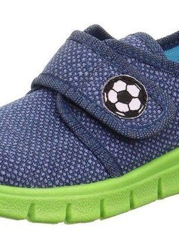 Superfit BOBBY WMS: M IV Hausschuh Klettschuh, Kindergarten Schuh mit Fußball-Stickerei