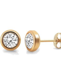 Zeeme Paar Ohrstecker Edelstahl rosé-vergoldet mit weißem Zirkonia-Stein 7mm