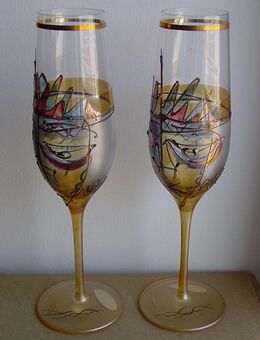 2 Joska Kristall Sektkelche Murano-Design Gläser Prosecco Glaskunst Deko-Objekte neu - Landsberg (Lech)