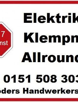 ELEKTRIKER KLEMPNER Notdienst☎️SOFORT HILFE☎️Anschluß Elektro Herd Lampen Shelly Waschmaschine Wasserhahn Abfluss - Hamburg