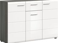 INOSIGN Sideboard Rumba, Breite 120cm, in Rauchsilber Nachbildung/Weiß Hochglanz, Kommode, Sideboard, Schrank