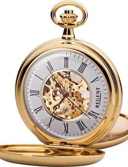 Regent Taschenuhr P701-19363040, (Set, 2-tlg., mit dazu passender Kette), Herrenuhr, Handaufzug, skelettiertes Zifferblatt, Geschenkidee