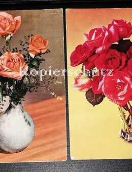 2 Rosen-Geburtstags-Glückwunschkarten VEB Postkarten-,Bild und... - Bautzen