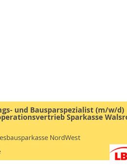 Finanzierungs- und Bausparspezialist (m/w/d) für den Kooperationsvertrieb Sparkasse Walsrode - Walsrode