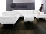 CALIA ITALIA Wohnlandschaft Glamour, italienische Designwohnlandschaft, extrakomfortabel bequem, für mehr Sitzkomfort, hochwertiger Lederbezug, U-Form, Designfuß