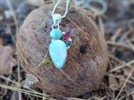 Silberkette 925 mit Anhänger Blauer Larimar/Granat - Rastede