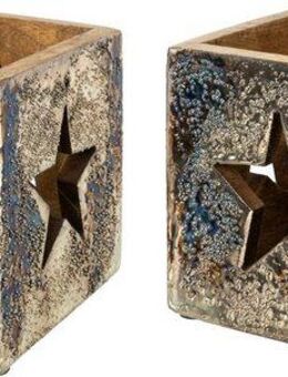 Creativ deco Windlicht Weihnachtsdeko (2 St), mit eleganter silberfarbener Folierung, 2er Set