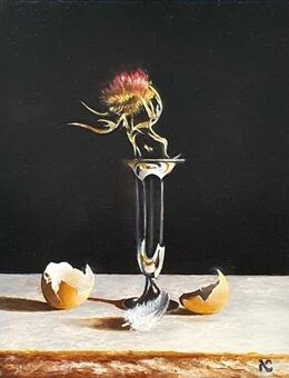 Kunsthandel Gennep - "Silberne Vase Mit Distel" - Kleve Zentrum