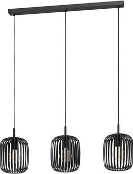EGLO Pendelleuchte Hängeleuchte ROMAZZINA, exkl. E27, Stahl, Pendellampe, ohne Leuchtmittel, Esszimmerlampe, 90x20x110cm, 3-flammig, modern, minimalistisch