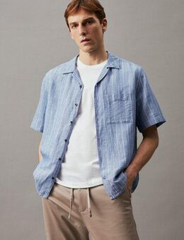 Calvin Klein Kurzarmhemd LINEN COTTON STRIPE S/S SHIRT