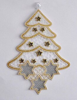 Stickereien Plauen Fensterbild Goldtanne