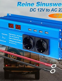 Spannungswandler 1500W 3000W Reiner Sinus 12V - 230V Wechselrichter 4USB 2AC - Wuppertal