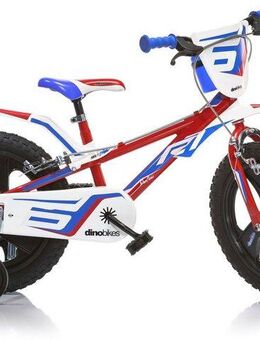 Dino Kinderfahrrad Mountainbike, 1 Gang, mit Stützrädern, Frontschild und coolen Schutzblechen