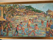 Schönes, farbintensives Zeitdokument brasilianischer Alltagskultur - Ölgemälde Manoel Britto - "Futebol e musica" - Berlin Charlottenburg-Wilmersdorf
