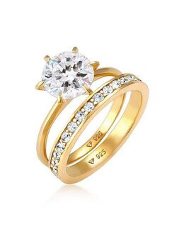 Elli Solitärring Kristalle Eternity (2 tlg) 925 Silber