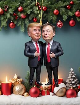 Vintage Acryl-Anhänger – Karikatur-Figuren von Trump & Musk für alle Anlässe Design 2 - Ingolstadt
