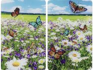 Maximex Herd-Abdeckplatte Universal Modell Sommerwiese, Glas, (Set, 2 tlg), Herdabdeckung für alle Herdarten, kratzfest, mit rutschfesten Füßen