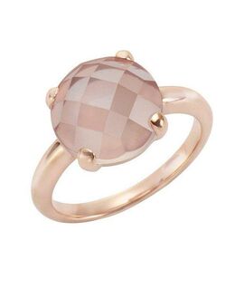 Jamelli Fingerring 925 Sterling Silber rosé-vergoldet mit echtem Rosenquarz 12mm