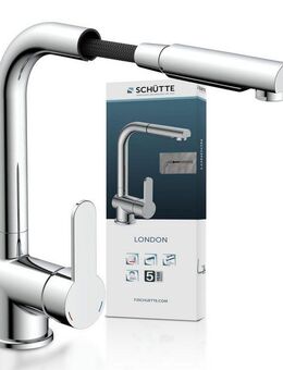 Schütte Spültischarmatur LONDON energiesparende Cold-Start-Funkt., 360° schwenkbar, herausziehbar