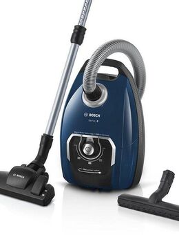 BOSCH Bodenstaubsauger Serie 8 BGB75X494, ideal für Allergiker, Hygiene-Filter, blau, 650 W, mit Beutel, inkl. Hartbodendüse, extra langes Kabel, leise
