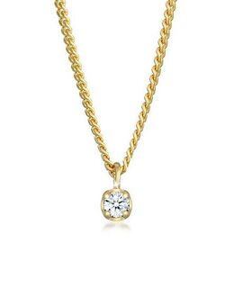 Elli DIAMONDS Collierkettchen Solitär Diamant (0.03 ct) Elegant 375 Gelbgold