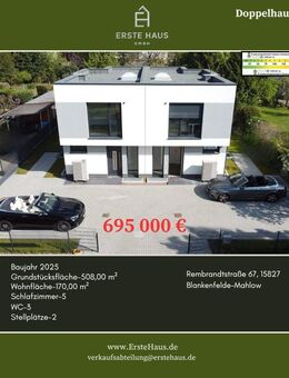 Energieeffizient A+: Doppelhaushälfte 170 m², 7 Zi, 3 Bäder, Einliegerwohnung, ohne Makler - Blankenfelde-Mahlow