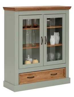 Home affaire Vitrine Selma Highboard aus massivem Kiefernholz, mit Griffen aus antikisiertem Metall