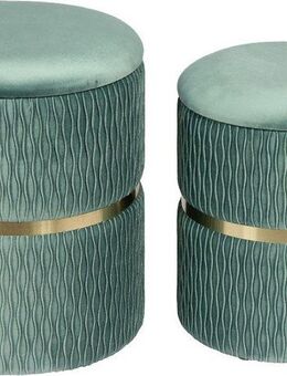 Kayoom Polsterhocker Hocker Zora 425 2er-Set, Praktischer und versteckter Stauraum (Set, 2 St), 2er-Set mit Stauraum, ineinander stapelbar, goldener Ring