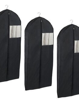 WENKO Kleidersack Modell Deep Black (Set, 3 St) Kleiderschutzhülle mit Reißverschluss & Sichtfenster, ideal auf Reisen