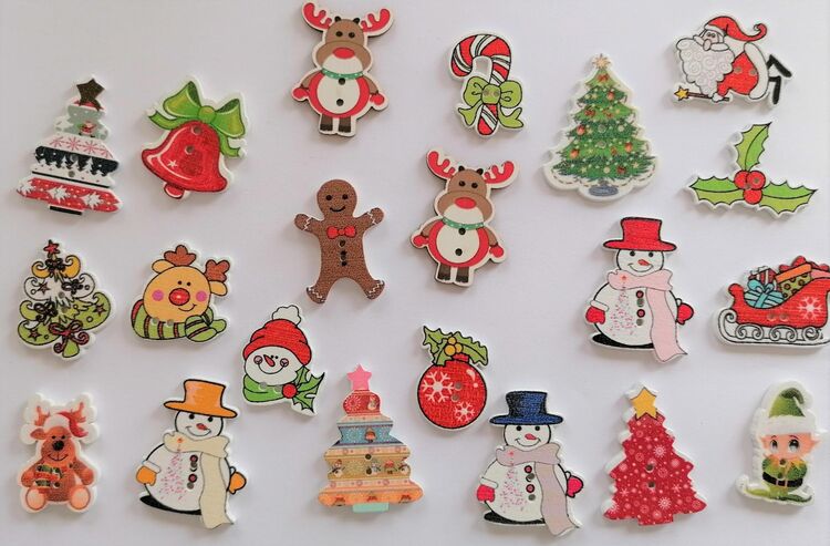 Bunte Knöpfe Weihnachten nähen basteln verzieren viele Sets 11 - Dahme
