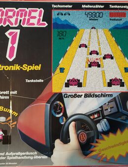 Formel-1 Elektronik-Spiel mit Motoren- und Aufprallgeräuschen, Lenkrad, Schaltung, Display und Anlasser - Rees