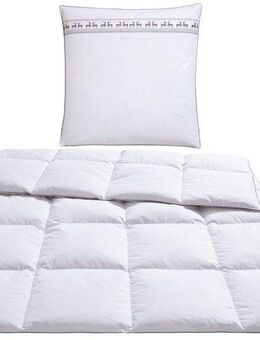 Älgdröm Federbettdecke + Kopfkissen Forsakar, Bettdecke 135x200 cm, 155x220 cm, Sommer, Winter, Füllung: 100% Entenfedern, Bezug: 100% Baumwolle, 2-tlg., Set mit Kissen 80x80 cm, Made in Germany