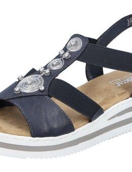Rieker Riemchensandale, Sommerschuh, Sandalette, Keilabsatz, mit gestreifter Sohle