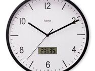 Hama Funkwanduhr Funkuhr "Lanzarote", ohne Ticken, Ø 35cm, Schwarz (mit Thermo- und Hygrometer, geräuscharm)