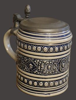 Bierkrug mit Zinndeckel , Keramik , Gerz , 1983 , Höhe 16cm , K2 - Görlitz