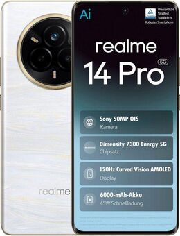 Realme 14 Pro 5G Smartphone (17,2 cm/6,77 Zoll, 512 GB Speicherplatz, 50 MP Kamera)