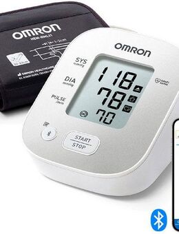 Omron Oberarm-Blutdruckmessgerät OMRON X2 Smart+, klinisch validiert, mit kostenloser App, Universalmanschette 22-42 cm