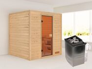 welltime Sauna Ricky, BxTxH: 196 x 169 x 187 cm, 38 mm, mit bronzierter Ganzglastür, für bis zu 3 Personen