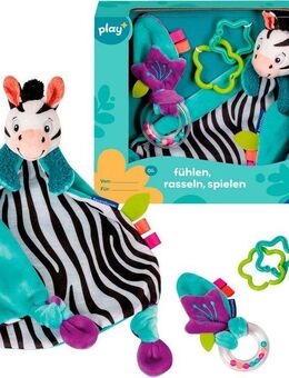 Ravensburger Greifspielzeug Play+ Fühlen, rasseln, spielen (Geschenk-Set: Zebra)