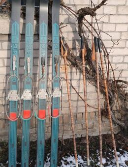 Paar Germina Super Skier 1,50m lang mit Skistocken DDR - Stendal (Hansestadt)