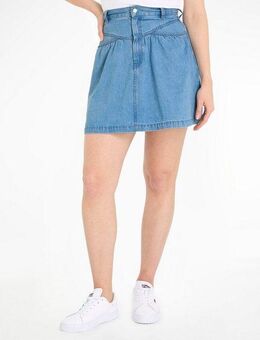 Tommy Jeans Bleistiftrock TJW CHAMBRAY MINI SKIRT Webrock mit Logopatch