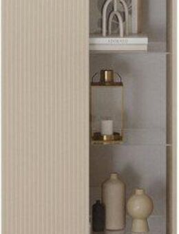 INOSIGN Vitrine RIO, Höhe 187 cm, Hochschrank mit 1 Tür, Anrichte, Standvitrine Vitrinenschrank, geriffelte MDF-Front, modern, elegant, geräumig
