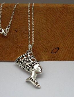 ☝️☝️☝️Kette, 925 Silber plat.+Anhänger Nofretete, Alt-Ägypt., NEU⭐⭐⭐⭐⭐ - Gersthofen