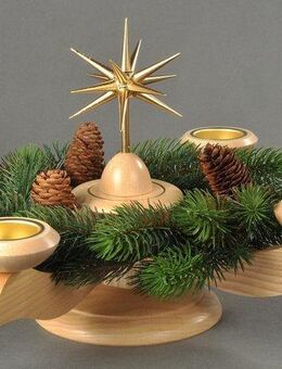 Albin Preissler Adventsleuchter Weihnachtsstern, Weihnachtsdeko, Ø 29 cm, natur, inkl. Tannenkranz