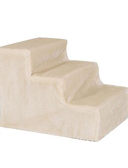 Lionto Haustiertreppe mit Plüschbezug - beige: L 46 x B 36 x H 34 cm