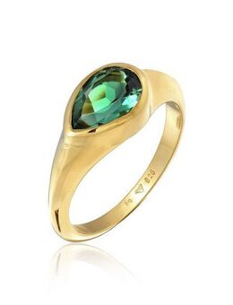 Elli Premium Fingerring Quarz Grün Klassik 925 Silber vergoldet