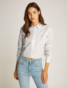 Tommy Jeans Hemdbluse TJW CRP RLX POPLIN SHIRT in verkürzter Länge, mit Logostickerei