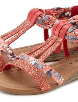 LASCANA Sommerschuh, Sandalette, Sandale mit Verzierung und kleinem Keilabsatz im Festival-Look VEGAN